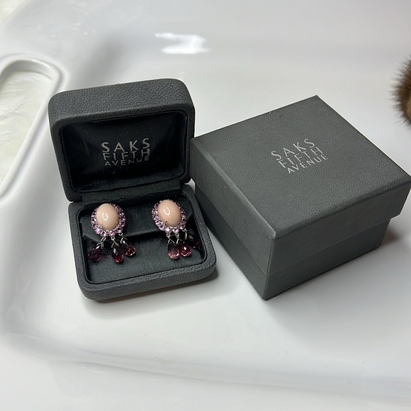 18KT PINK OPAL, PINK SAPPHIRE & PINK TOURMALINE EARRINGS - Picture 9 of 9